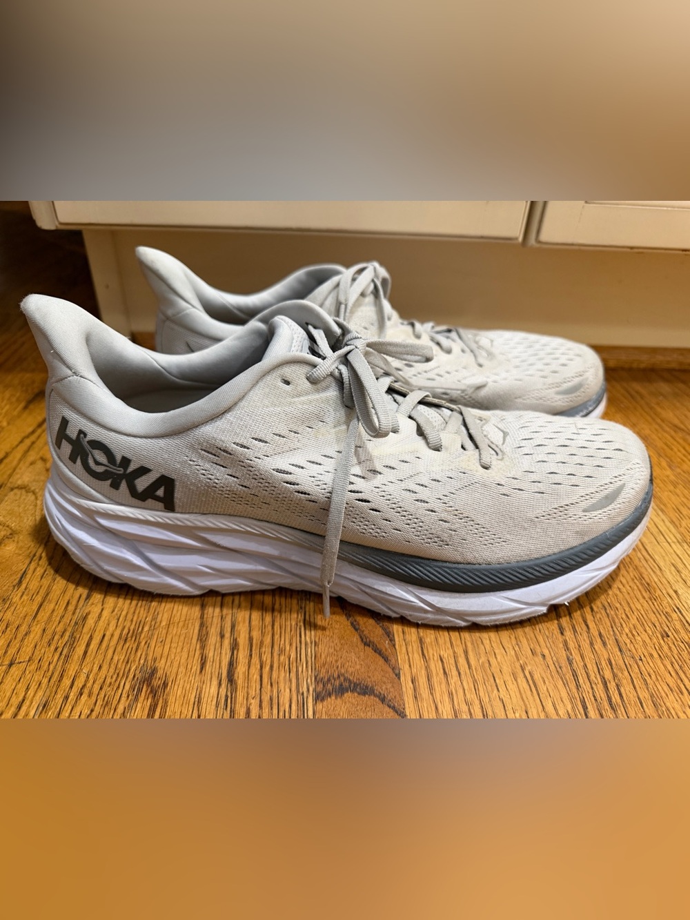 Hoka Men's Athletic Shoes in Light Gray and White Sz 13